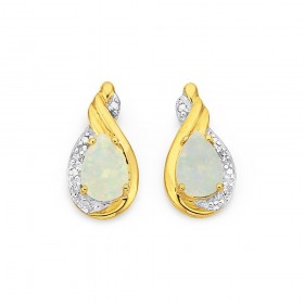 9ct+Opal+%26amp%3B+Diamond+Earrings