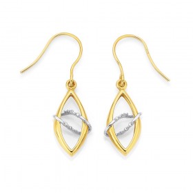 9ct-Two-Tone-Diamond-Set-Earrings on sale