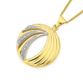 9ct+Diamond+Set+Circle+Pendant