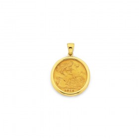 22ct+Half+Sovereign+Coin+in+9ct+Pendant