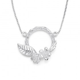 Sterling+Silver+Flowers+%26amp%3B+Leaf+Necklet