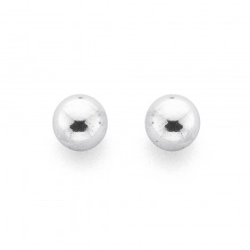 9ct+White+Gold+4mm+Ball+Studs