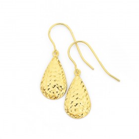 9ct-Diamond-cut-Pear-Drop-Earrings on sale