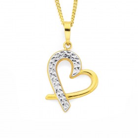 9ct+Two+Tone+Heart+Pendant