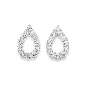 Sterling+Silver+%26amp%3B+Cubic+Zirconia+Open+Pear+Earrings+12mm