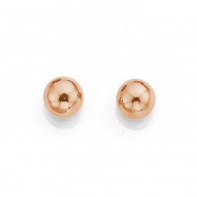 9ct+Rose+Gold+6mm+Ball+Studs