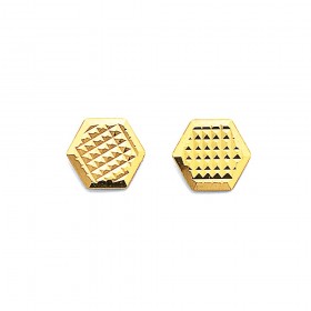 9ct+Hexagon+Pattern+Studs