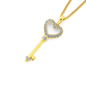 9ct-Diamond-Heart-Key-Pendant on sale