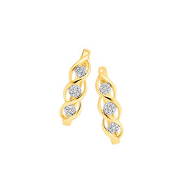 9ct-Diamond-Cluster-Swirl-Huggie-Earrings on sale