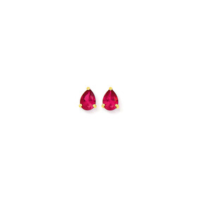 9ct+Created+Ruby+Pear+Stud+Earrings