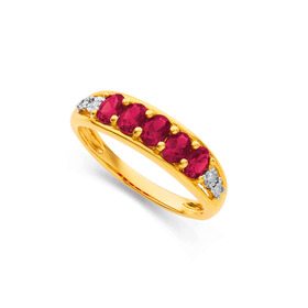 9ct-Created-Ruby-Diamond-Ring on sale