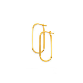 9ct+Paperclip+Style+Hoops