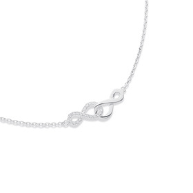 Sterling+Silver+Cubic+Zirconia+Interlock+Infinity+Necklet