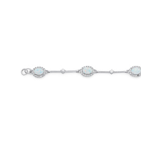 Sterling+Silver+19cm+Created+Opal+%26amp%3B+Cubic+Zirconia+Bracelet
