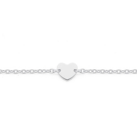 Sterling-Silver-Heart-Bracelet-18cm on sale