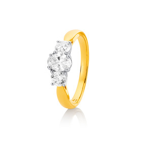 1ct-TDW-Element-Lab-Diamond-3-Stone-Ring-set-in-14ct-Gold on sale
