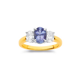 10ct-Element-Lab-Grown-Diamond-with-Tanzanite-Centre-Ring on sale