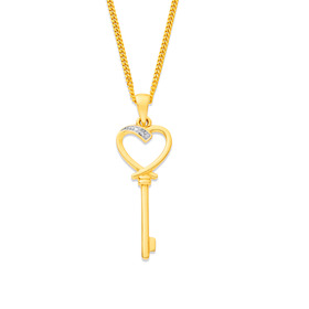 9ct-Diamond-Heart-Key-Pendant on sale