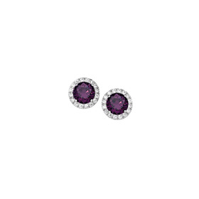 Sterling+Silver+Violet+Cubic+Zirconia+Cluster+Earrings