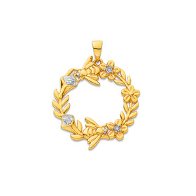 9ct-Diamond-Bee-Vine-Circle-Pendant on sale