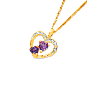 9ct-Amethyst-Diamond-Heart-Pendant on sale