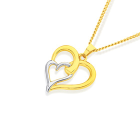9ct-Two-Tone-Your-Heart-In-Mine-Heart-Pendant on sale