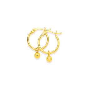 9ct-Polished-Hoop-Earrings-with-Ball-Drop on sale