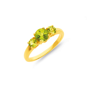 9ct-Peridot-Trilogy-Ring on sale