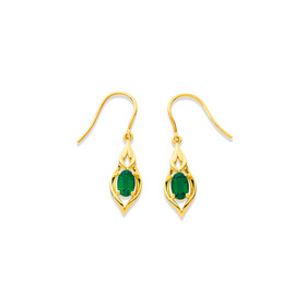 9ct-Created-Emerald-Hook-Earrings on sale