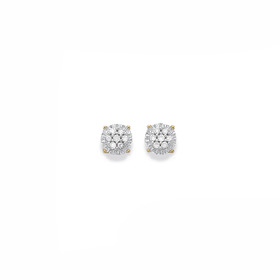 9ct-Diamond-Cluster-Stud-Earrings on sale
