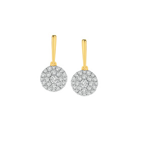 9ct%2C+Diamond+Cluster+Drop+Stud+Earrings