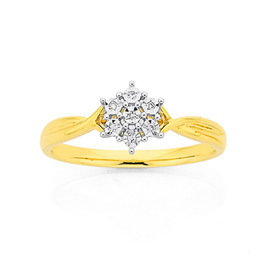 9ct-Diamond-Cluster-Ring on sale