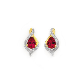 9ct-Created-Ruby-Diamond-Earrings on sale