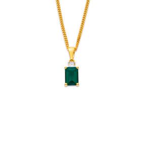 9ct-Created-Emerald-Diamond-Pendant on sale
