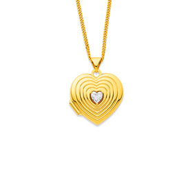 9ct+Cubic+Zirconia+Heart+Locket+with+Ridges
