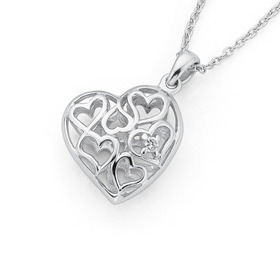 Sterling-Silver-Cubic-Zirconia-Open-Clover-Pendant on sale