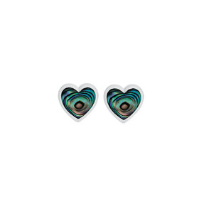 Sterling+Silver+Heart+Paua+Shell+Stud+Earrings