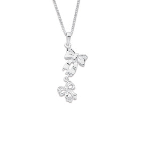 Sterling-Silver-Cubic-Zirconia-Bow-Drop-Pendant on sale