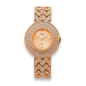 Elite-Ladies-Rose-Tone-Stone-Set-Sunray-Dial-Watch on sale