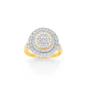 9ct-Two-Tone-Gold-Diamond-Large-Round-Cluster-Ring on sale