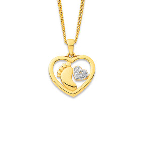 9ct-Diamond-Heart-Baby-Foot-in-Heart-Pendant on sale