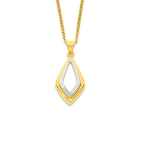 9ct-Diamond-Two-Tone-Kite-Shaped-Pendant on sale