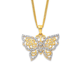 9ct-Diamond-Filigree-Butterfly-Pendant on sale