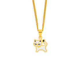 9ct-Black-White-Enamel-Cat-Pendant on sale