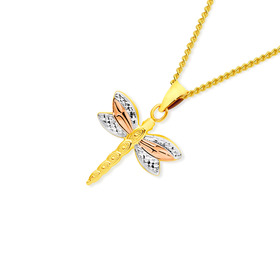 9ct-Tri-Tone-Dragonfly-Pendant on sale