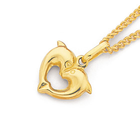 9ct-Double-Dolphin-Heart-Pendant on sale