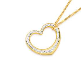9ct-Two-Tone-Large-Floating-Heart-Pendant on sale