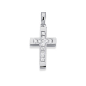 Sterling+Silver+Cubic+Zirconia+Mini+Cross+Pendant