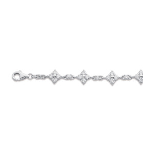 Sterling-Silver-Cubic-Zirconia-Flowers-Bracelet on sale