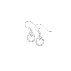 Silver-Fine-CZ-Pear-Frame-with-CZ-Drop-Earrings on sale